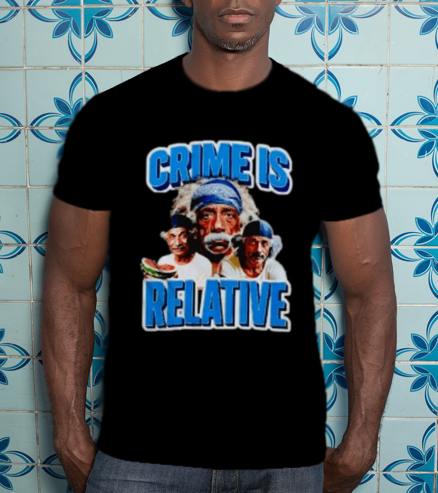 Crime Is Relative Albert Einstein Bandana Blue Font T-Shirt