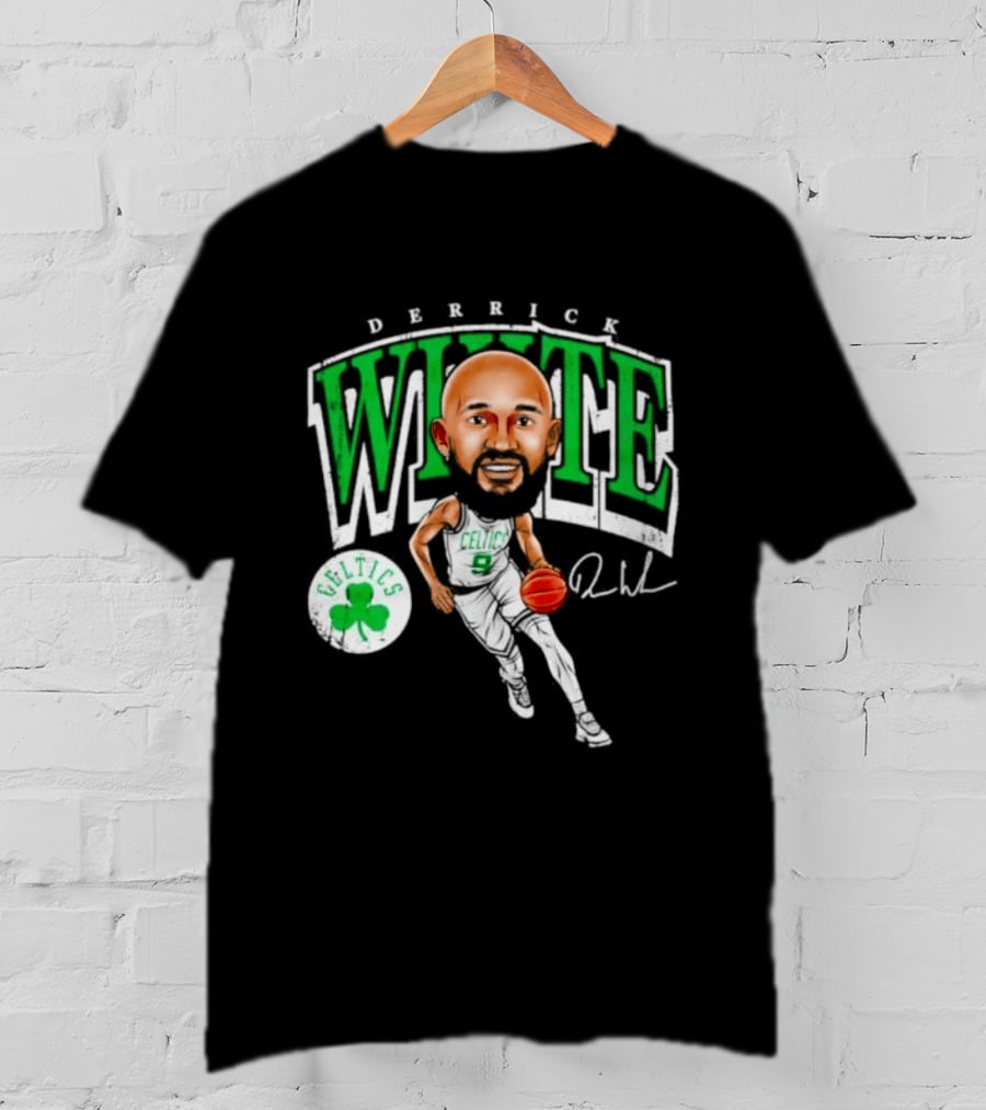 Derrick White Celtics Basketball 9 Signature Cartoon T-Shirt