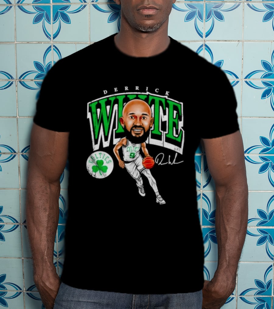 Derrick White Celtics Basketball 9 Signature Cartoon T-Shirt