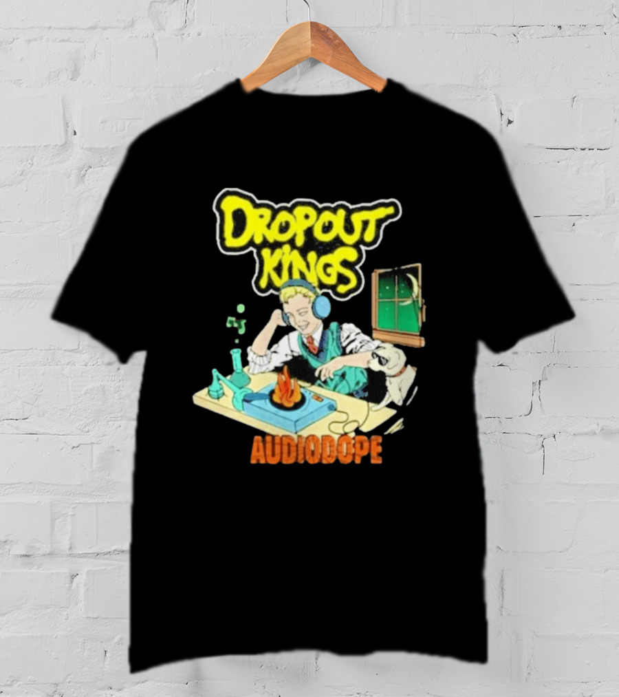 Dropout Kings Audio Dope Scientist Listening With Headphones And Chemistry Setup T-Shirt