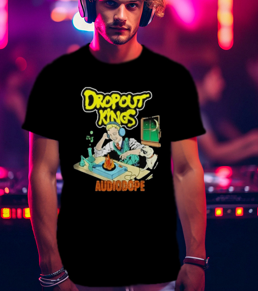 Dropout Kings Audio Dope Scientist Listening With Headphones And Chemistry Setup T-Shirt