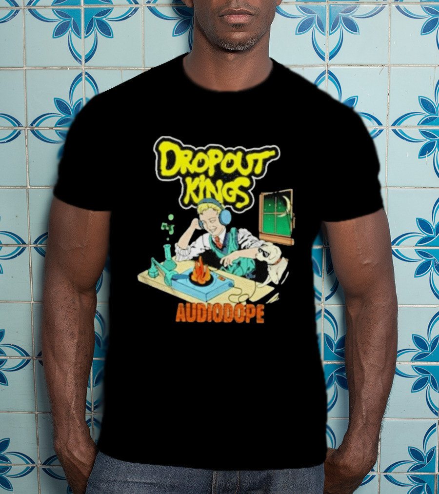 Dropout Kings Audio Dope Scientist Listening With Headphones And Chemistry Setup T-Shirt