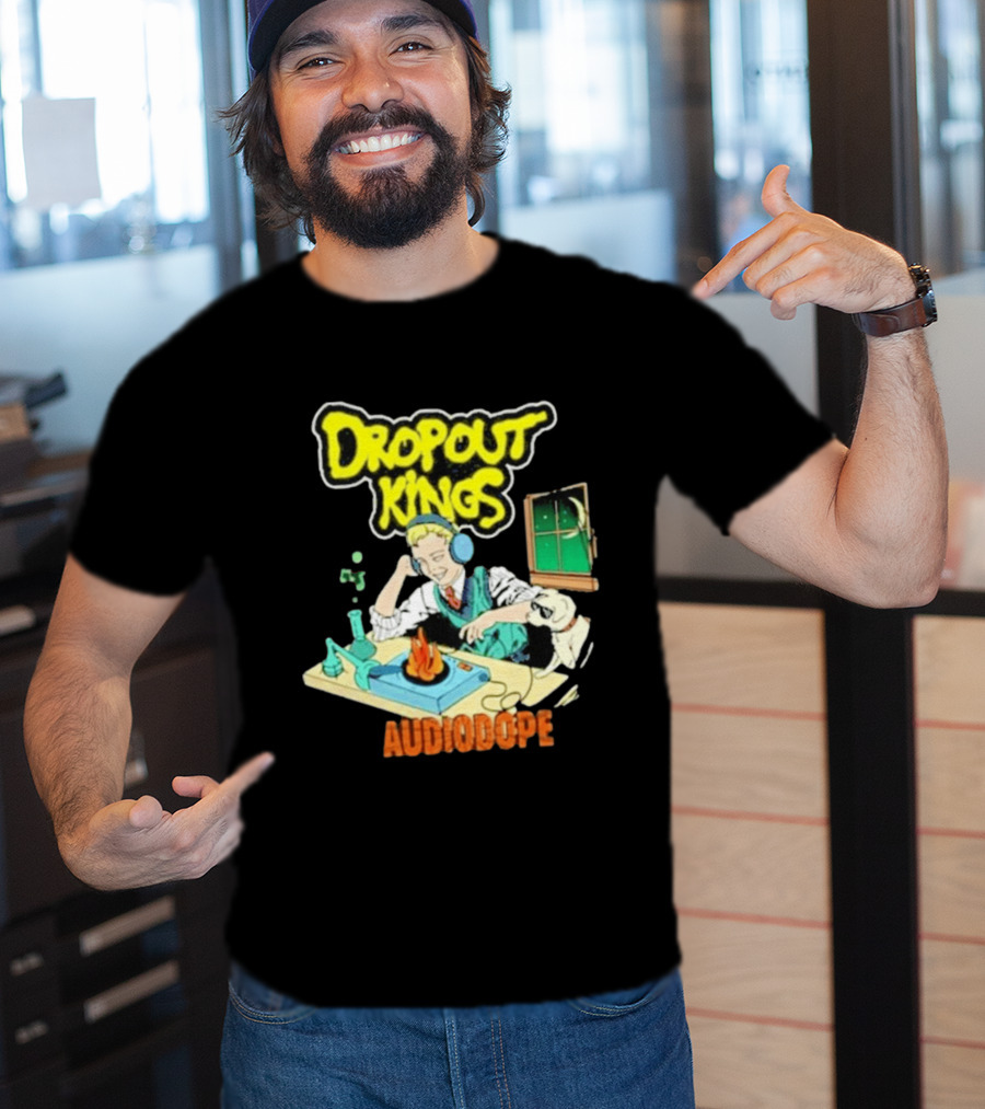Dropout Kings Audio Dope Scientist Listening With Headphones And Chemistry Setup T-Shirt