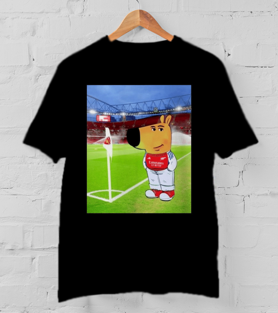 Chill Cartoon Dog In Arsenal Kit At Stadium Awaiting UCL Victory T-Shirt