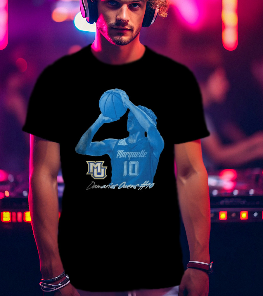 Marquette Golden Eagles MU Damarius Owens #10 Basketball T-Shirt