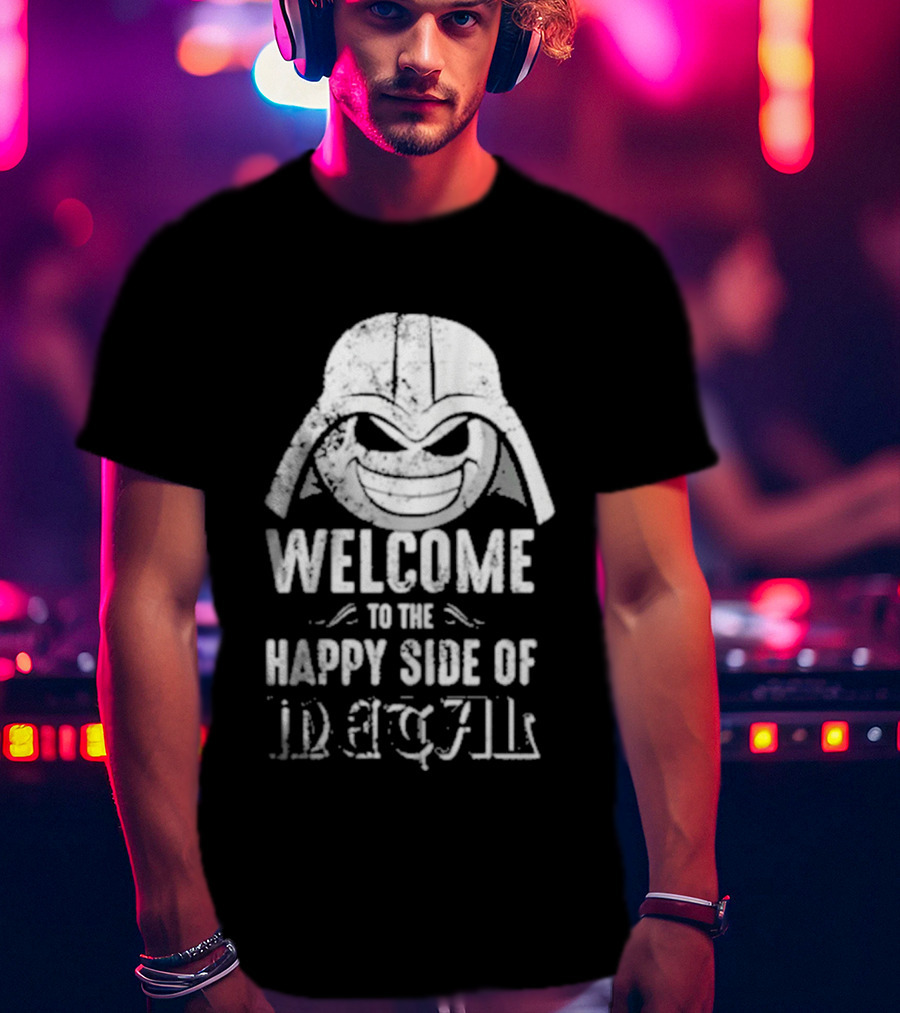 Welcome To The Happy Side Of Metal Darth Smiley T-Shirt