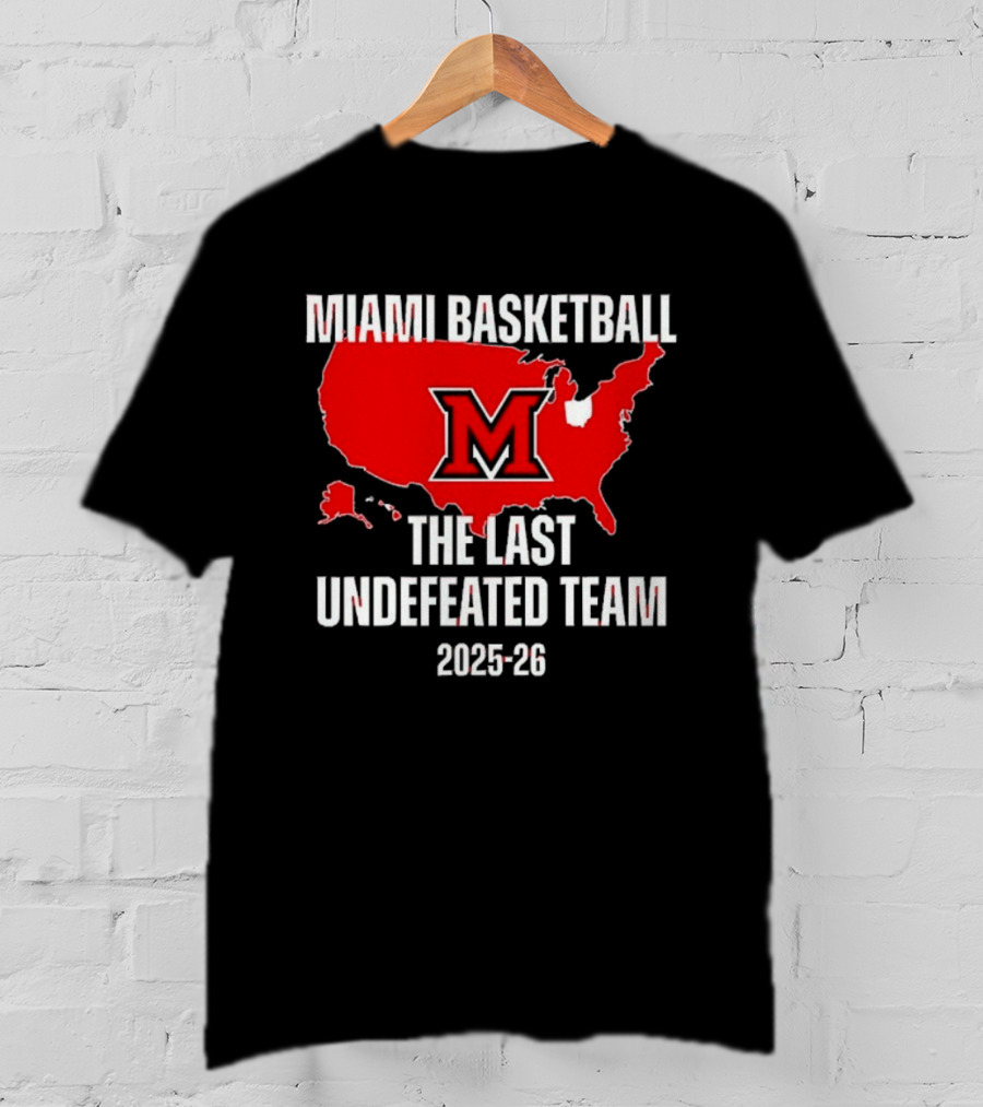 Miami Basketball RedHawks The Last Undefeated Team 2025 26 USA Map T-Shirt