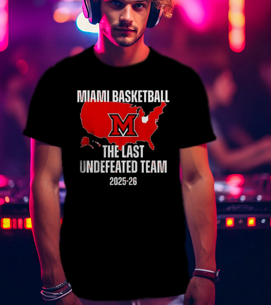 Miami Basketball RedHawks The Last Undefeated Team 2025 26 USA Map T-Shirt