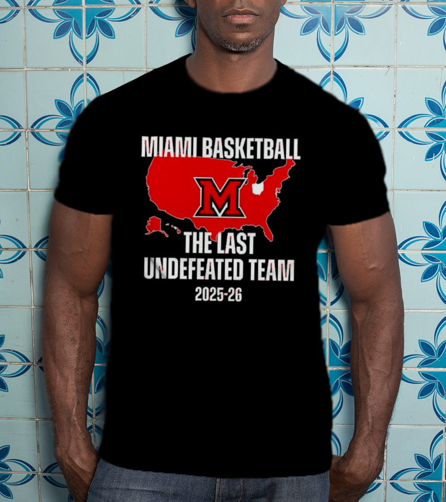 Miami Basketball RedHawks The Last Undefeated Team 2025 26 USA Map T-Shirt