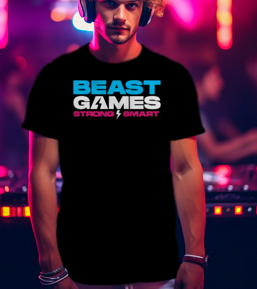 Beast Games Strong Smart MrBeast Lightning Bolt T-Shirt
