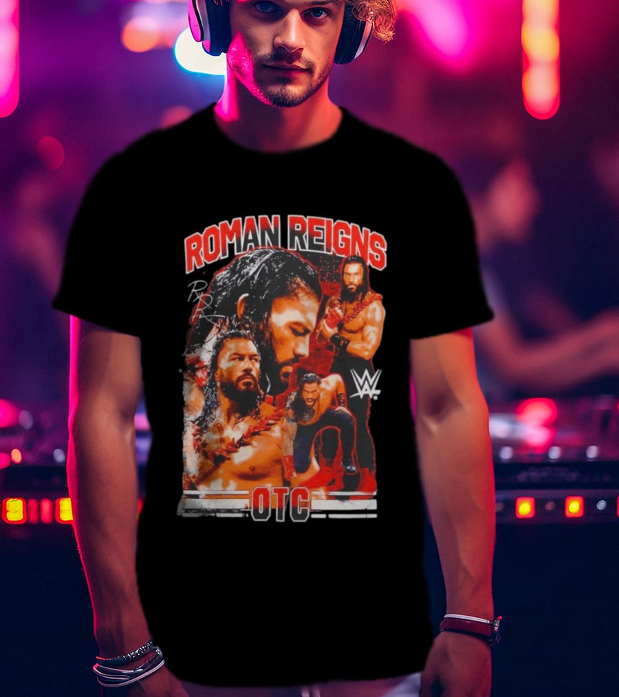 Roman Reigns WWE OTC Collage Wrestling Superstar WWE T-Shirt