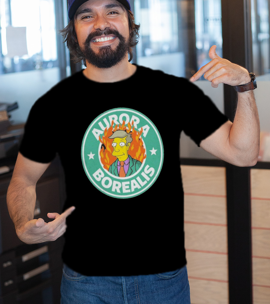 Aurora Borealis Skinnerbucks Green Circle Fire T-Shirt