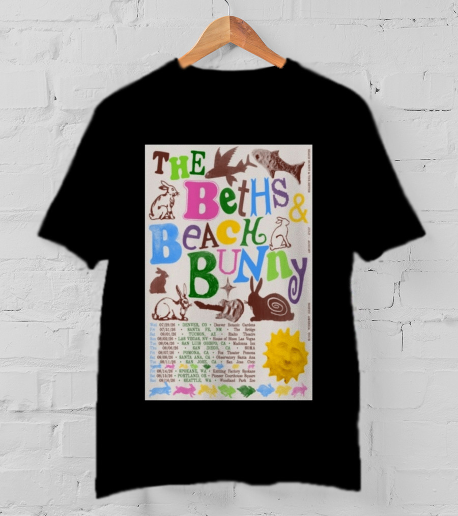 The Beths Beach Bunny North America Tour 2026 Denver Santa Fe Tucson Seattle T-Shirt