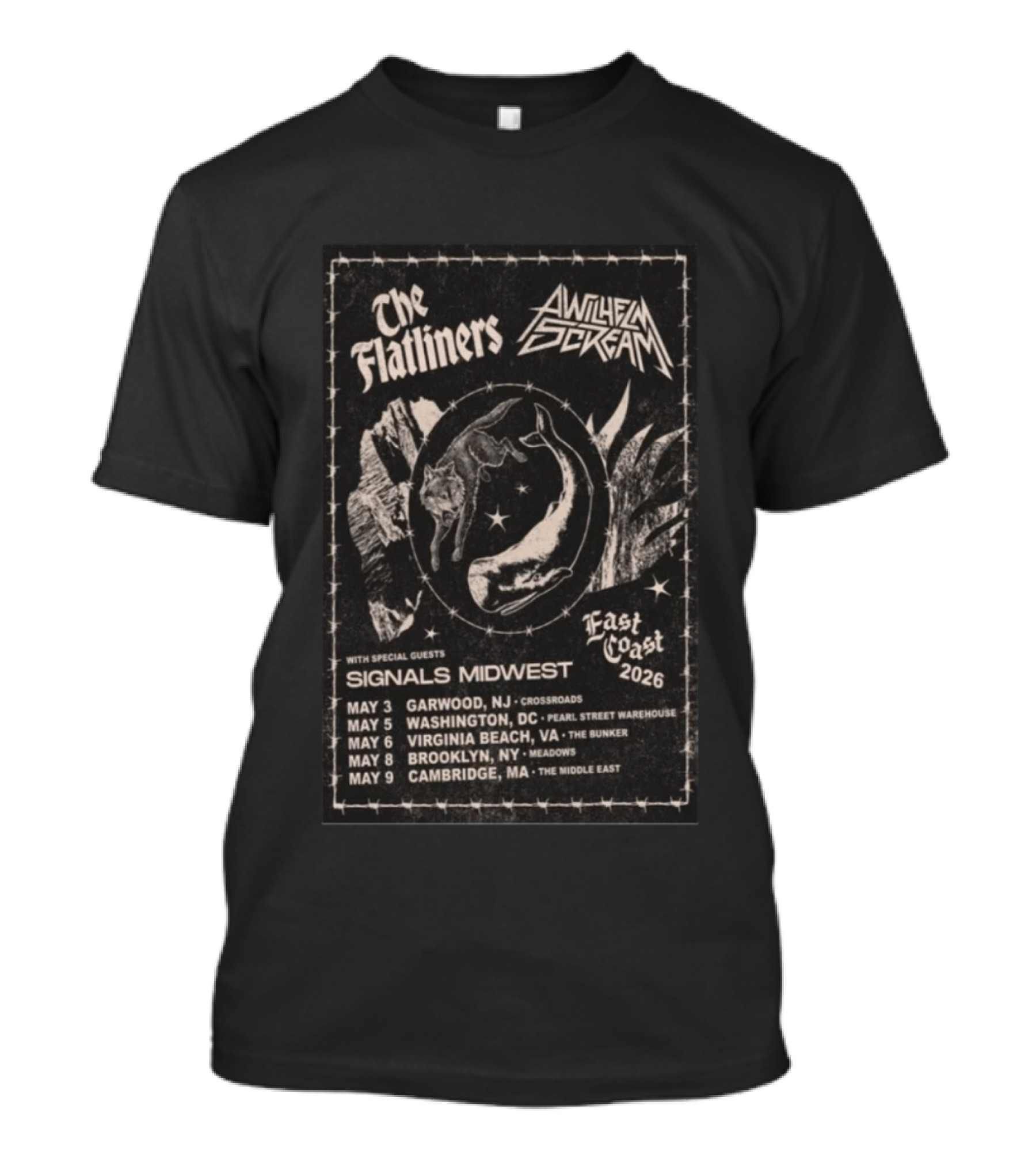 The Flatliners Wilhelm Scream East Coast Tour 2026 Special Guests Signals Midwest T-Shirt