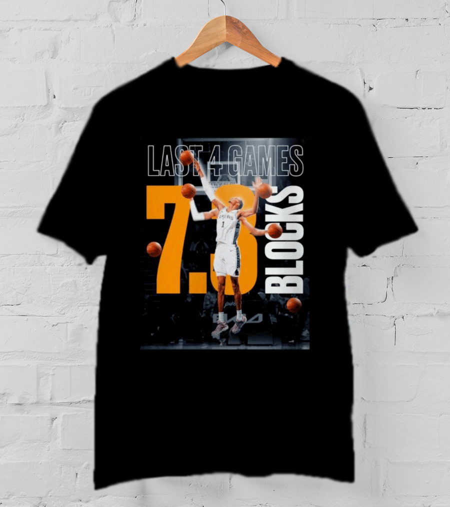 Victor Wembanyama Spurs Last 4 Games 7.3 Blocks Performance T-Shirt
