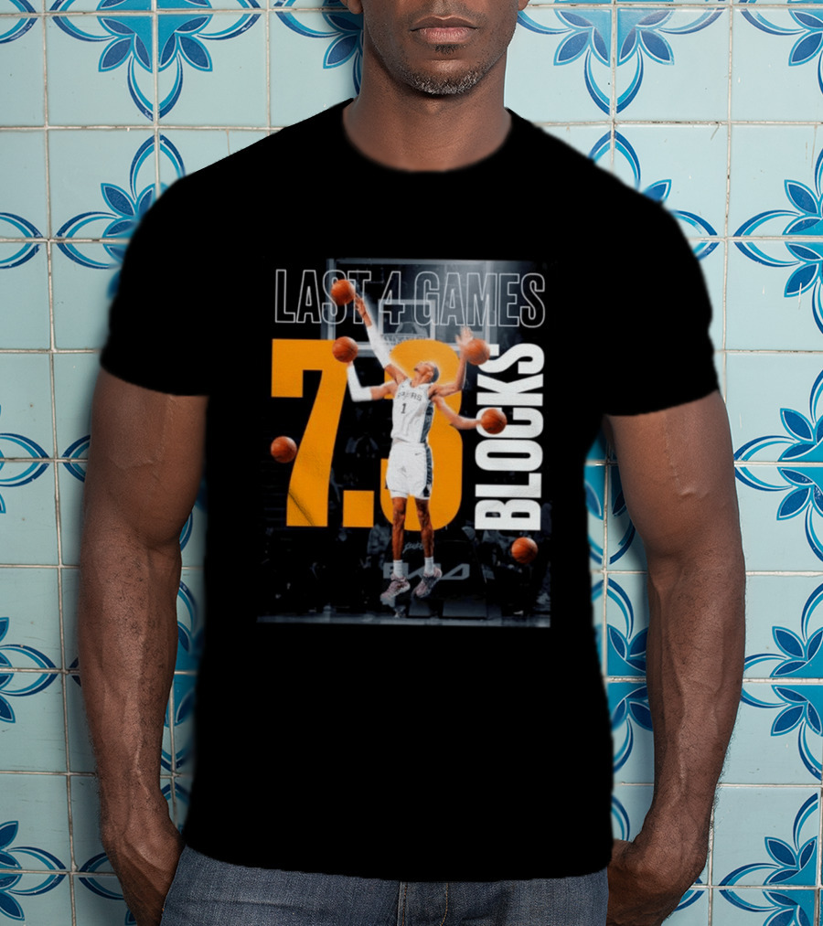 Victor Wembanyama Spurs Last 4 Games 7.3 Blocks Performance T-Shirt