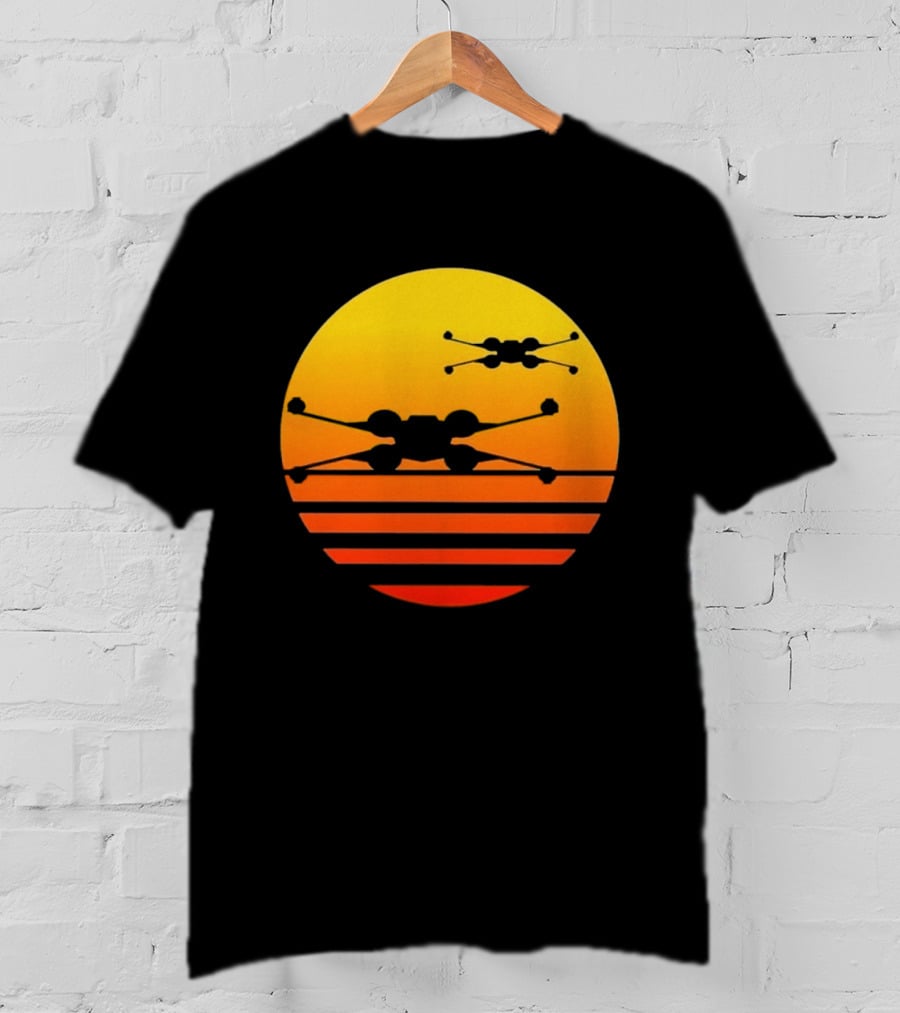 Ctrljoy X Wing Sunset Retro Sci Fi Aesthetic T-Shirt