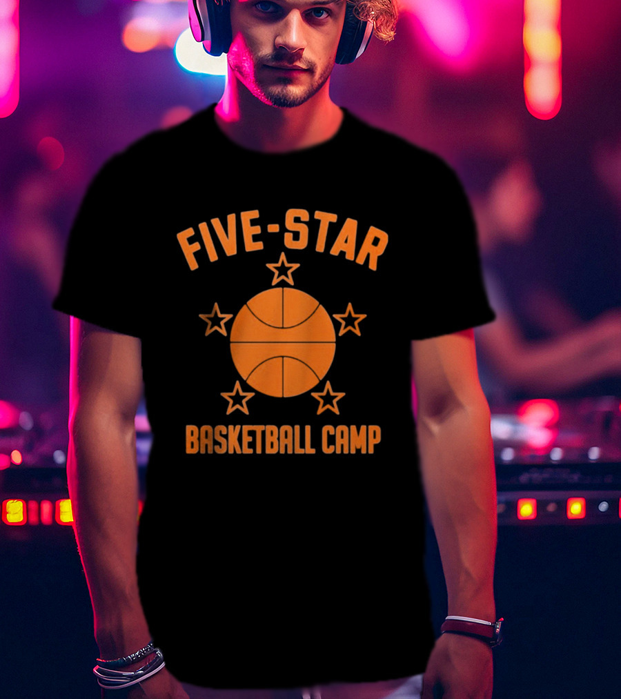 Five Star Basketball Camp Iconic Orange Basketball And Stars T-Shirt