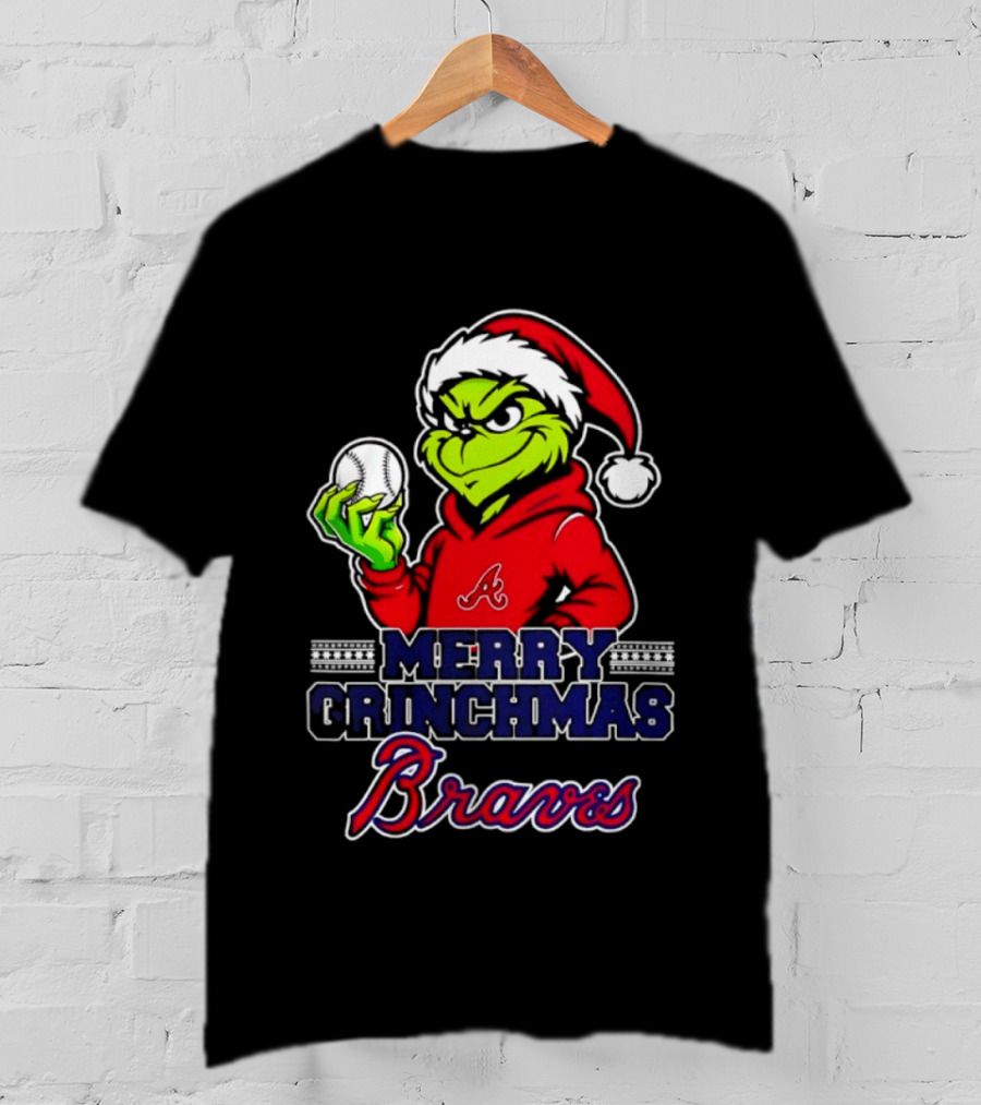 Atlanta Braves Grinch Santa Merry Grinchmas 2025 T-Shirt