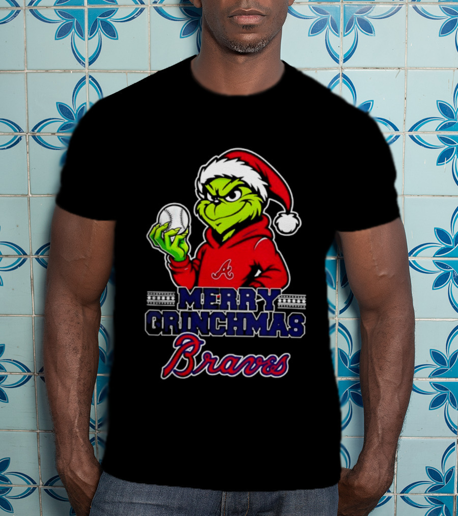 Atlanta Braves Grinch Santa Merry Grinchmas 2025 T-Shirt