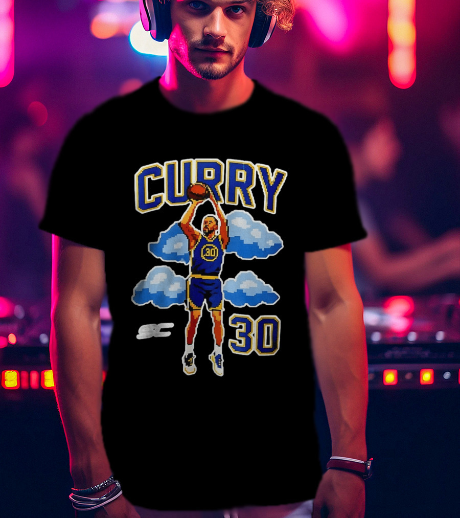 Stephen Curry Golden State Warriors 8 Bit Cloud Basketball 30 T-Shirt
