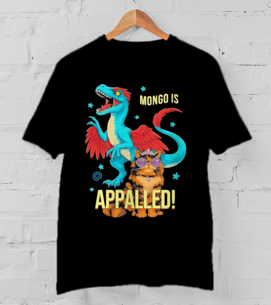 Mongo Is Appalled Princess Cat Riding Dinosaur With Stars T-Shirt