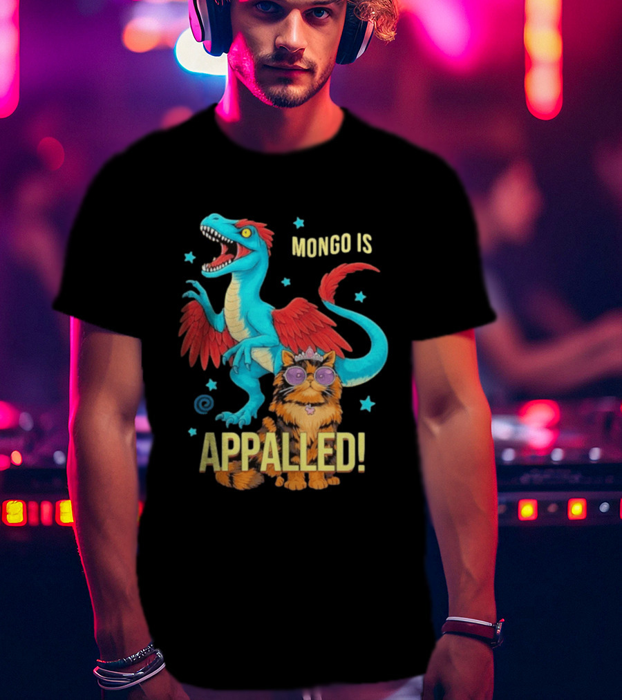 Mongo Is Appalled Princess Cat Riding Dinosaur With Stars T-Shirt