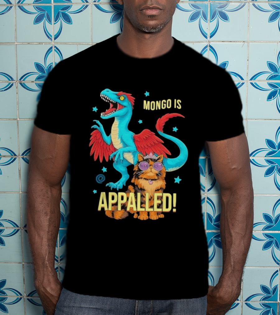 Mongo Is Appalled Princess Cat Riding Dinosaur With Stars T-Shirt