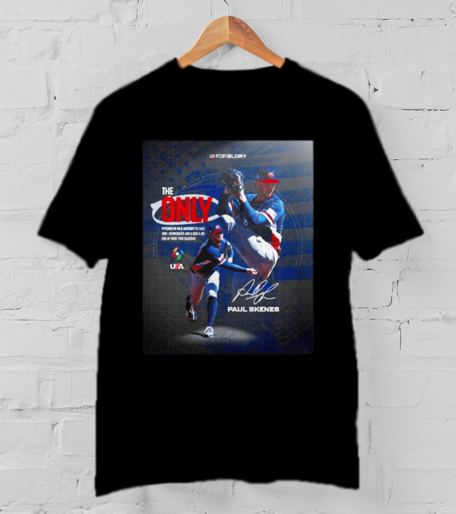 FORGLORY USA Baseball Paul Skenes The Only Pitcher In MLB History 380 Strikeouts And Sub 3.00 ERA T-Shirt