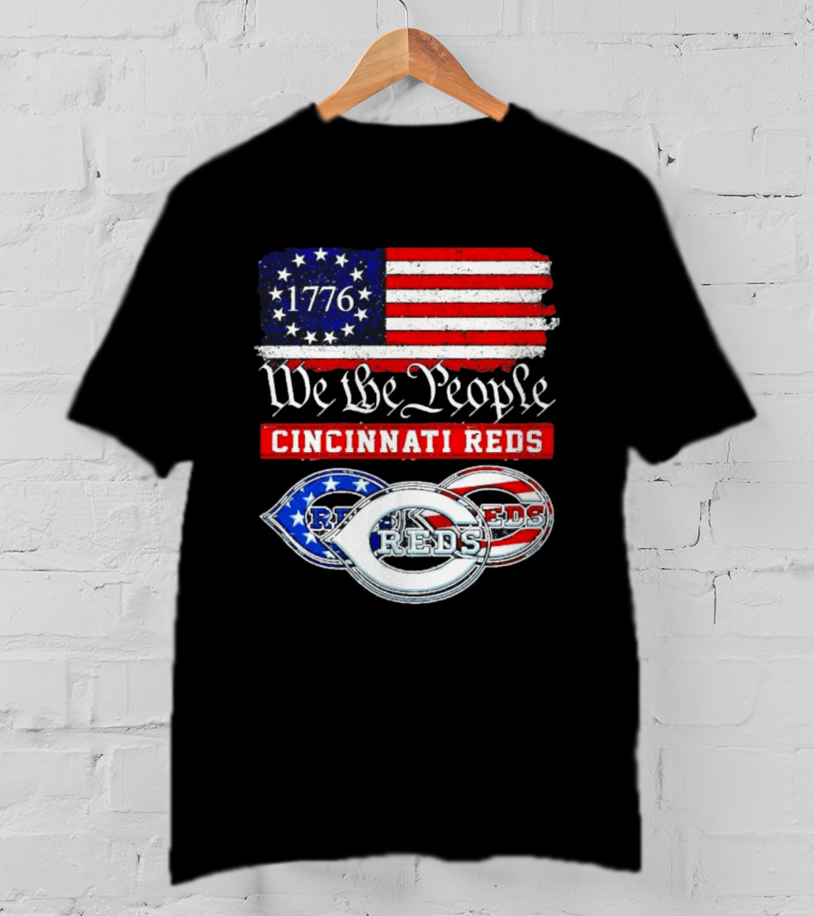 We The People 1776 Cincinnati Reds American Flag T-Shirt