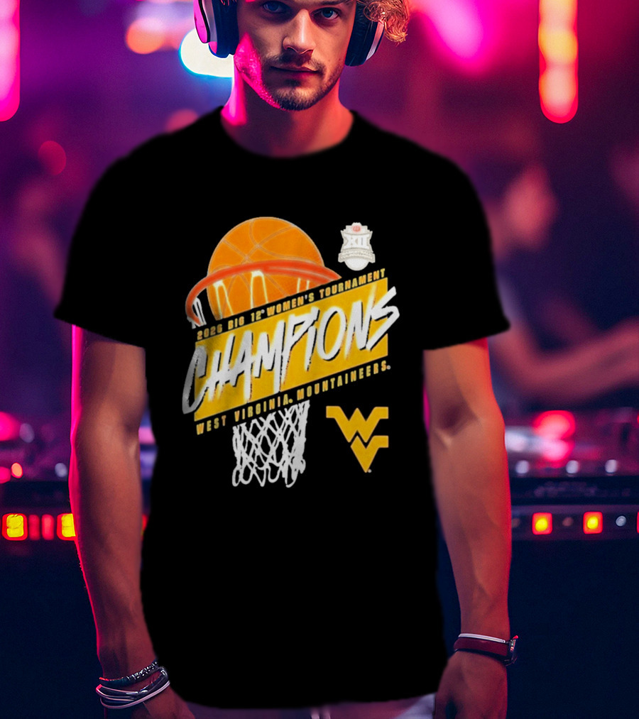 2026 Big 12 Women's Tournament Champions West Virginia Mountaineers Basketball T-Shirt