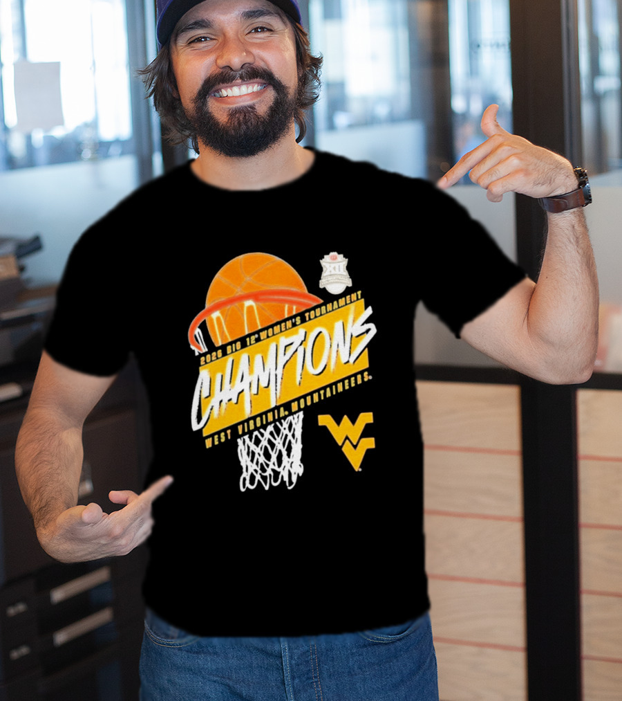 2026 Big 12 Women's Tournament Champions West Virginia Mountaineers Basketball T-Shirt
