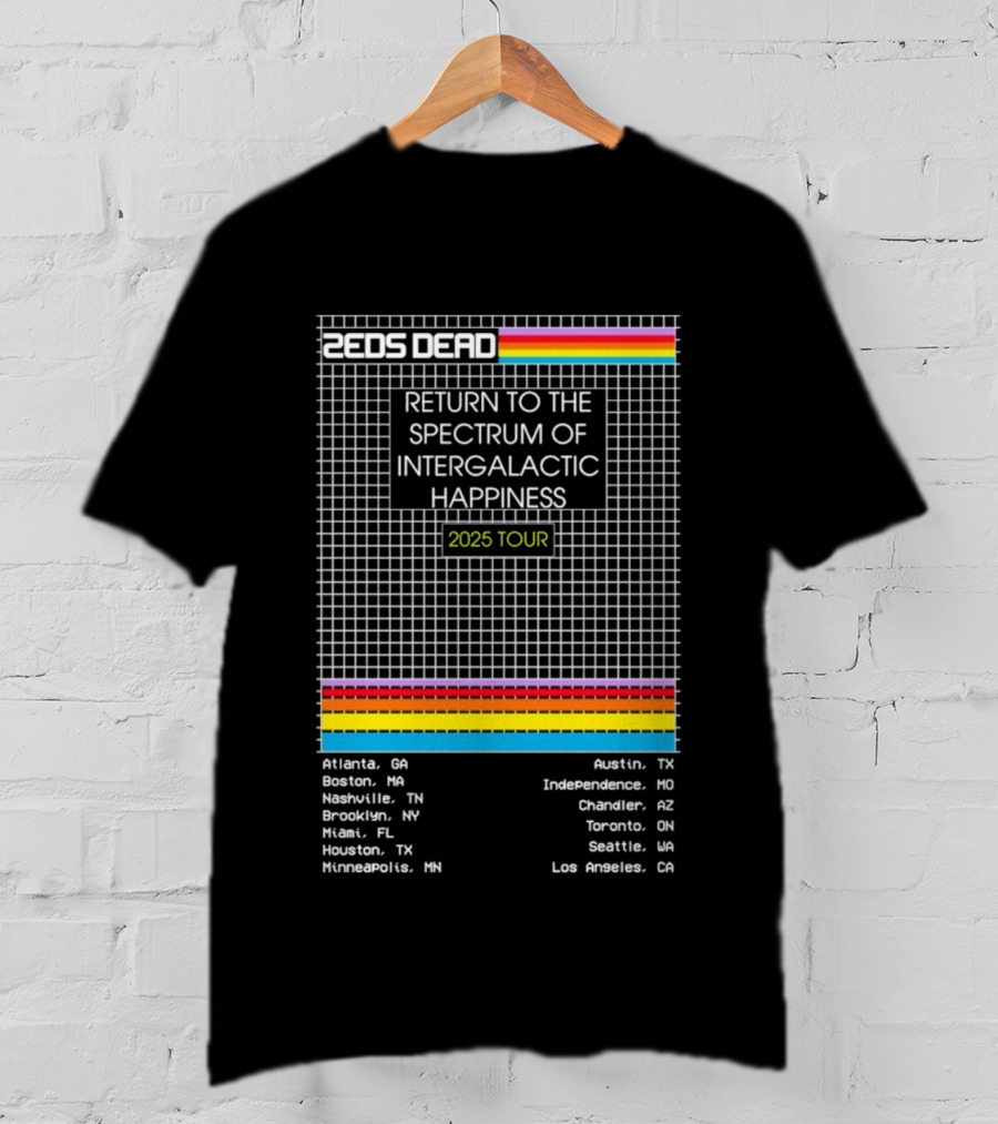 Zeds Dead Return To The Spectrum Of Intergalactic Happiness 2025 Tour Dates Grid T-Shirt