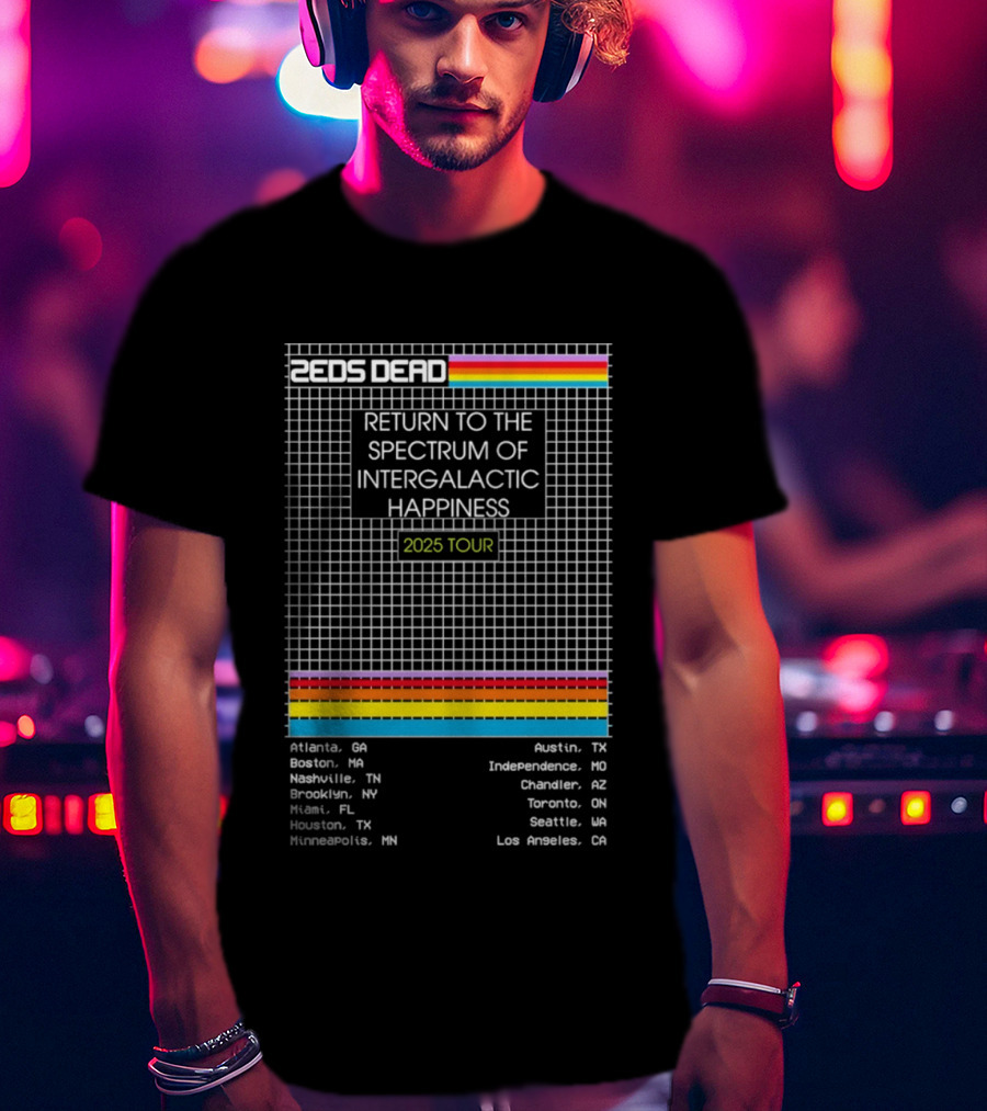 Zeds Dead Return To The Spectrum Of Intergalactic Happiness 2025 Tour Dates Grid T-Shirt