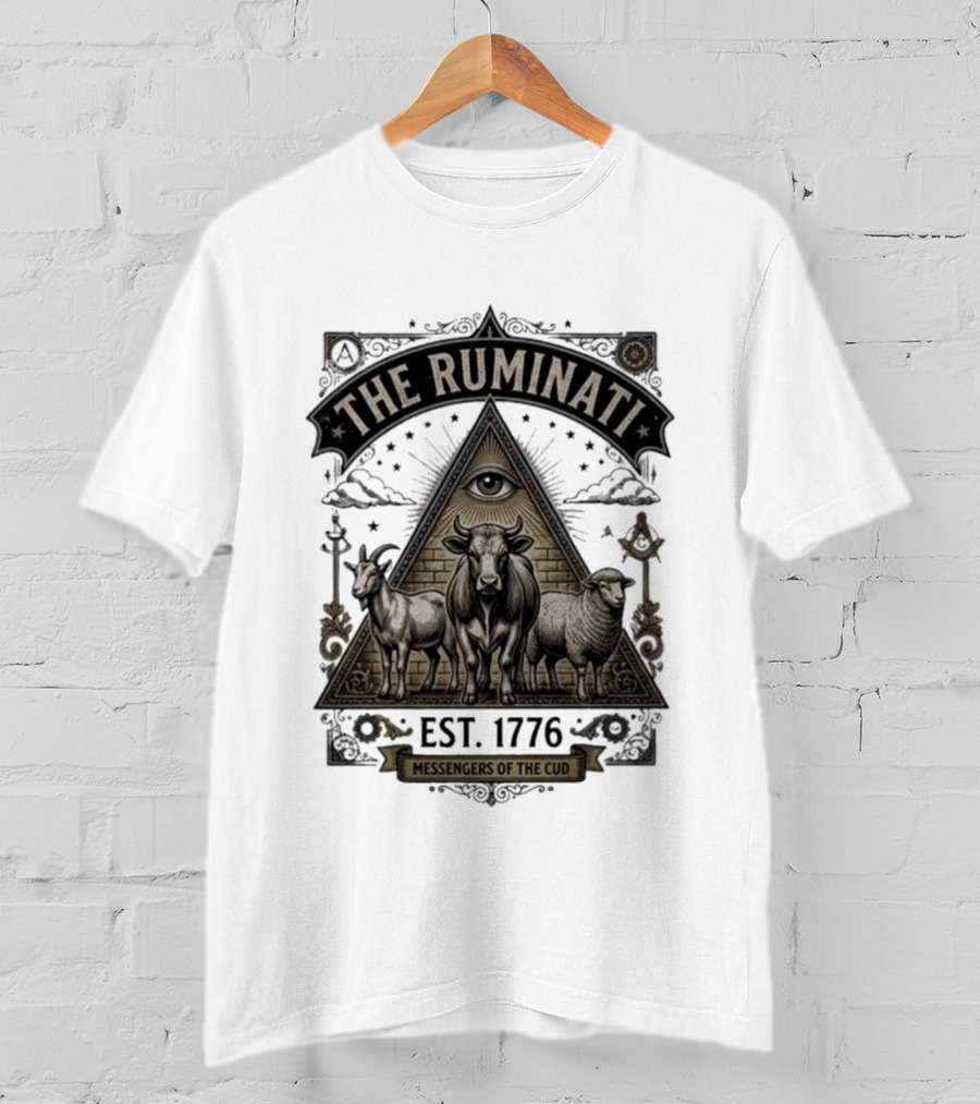 The Ruminati Est 1776 Messengers Of The Cud Eye Triangle Cow Sheep Goat T-Shirt