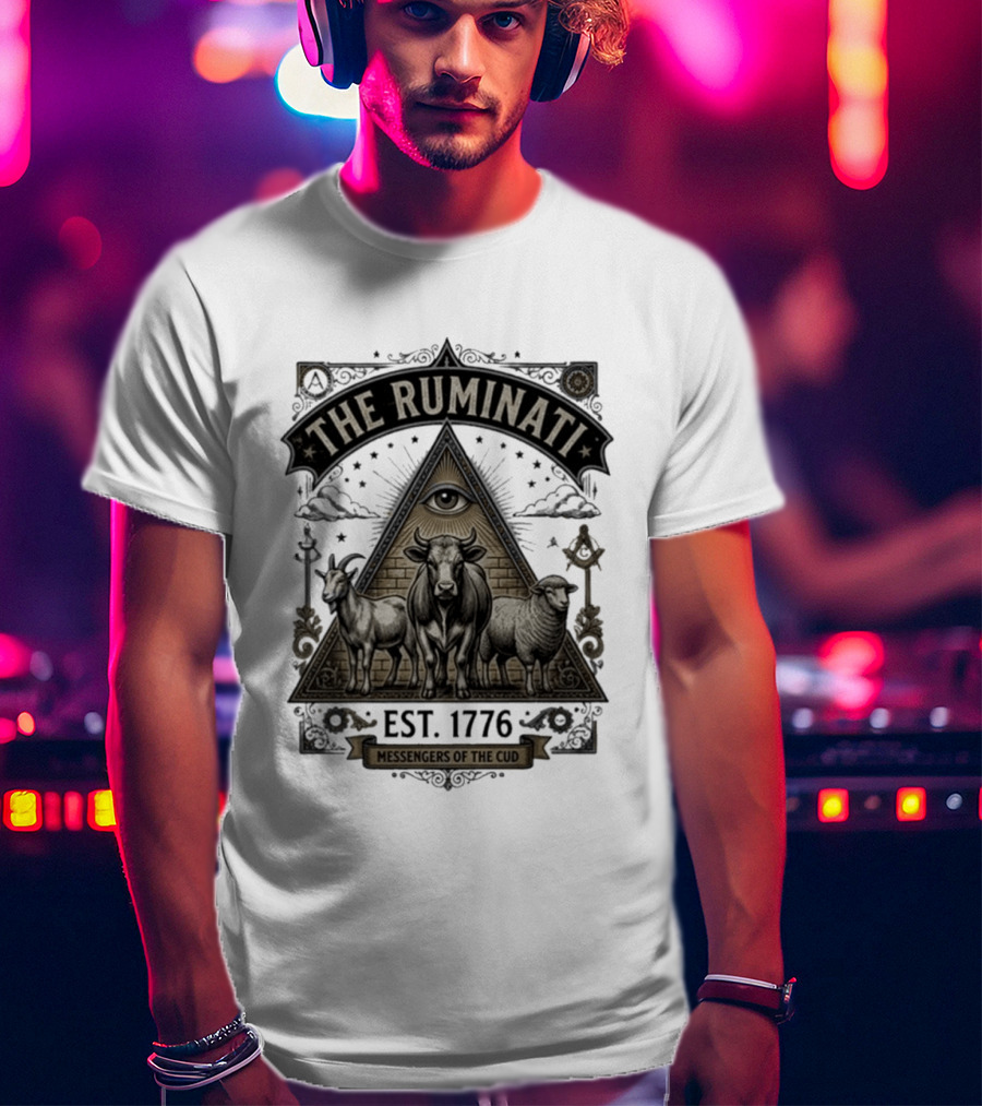 The Ruminati Est 1776 Messengers Of The Cud Eye Triangle Cow Sheep Goat T-Shirt