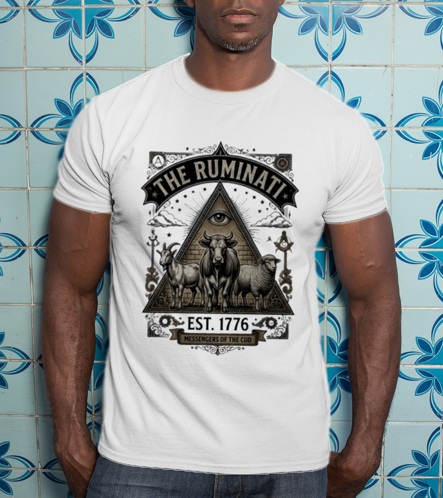 The Ruminati Est 1776 Messengers Of The Cud Eye Triangle Cow Sheep Goat T-Shirt