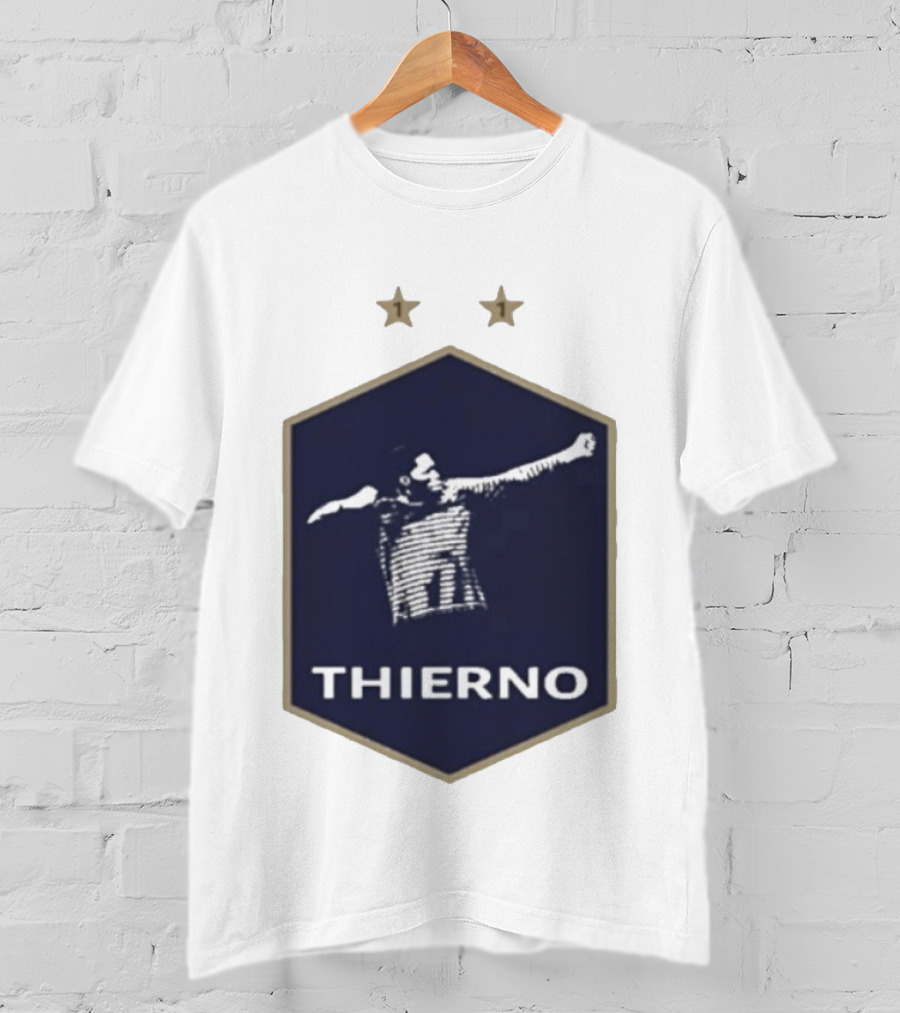 Thierno Barry Blue Hexagonal Emblem Soccer Celebration Stars T-Shirt