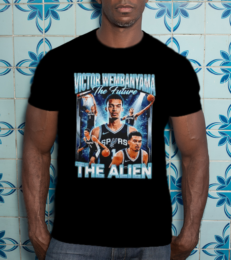 Victor Wembanyama The Future San Antonio Spurs The Alien Basketball Collage T-Shirt