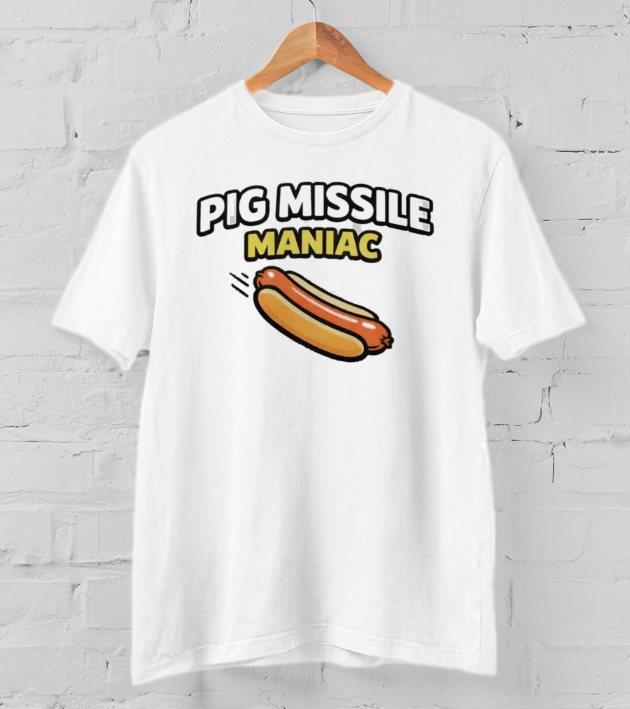 Pig Missile Maniac Hot Dog T-Shirt