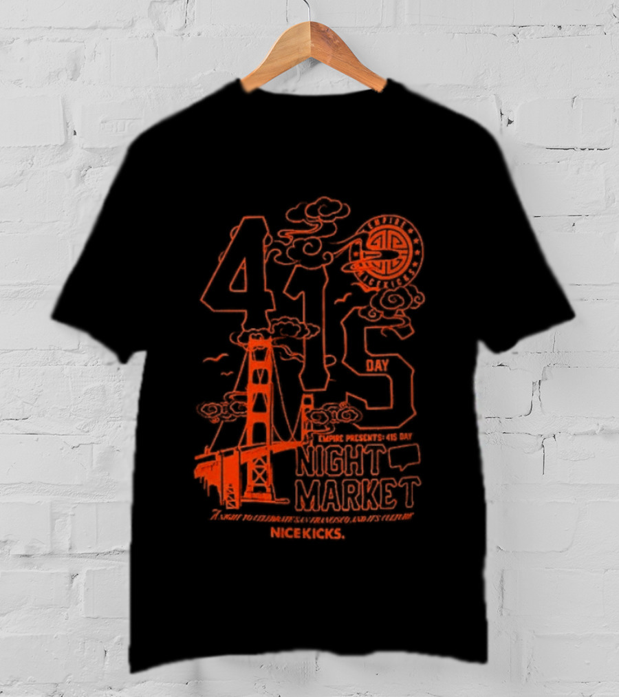 415 San Francisco Golden Gate Bridge Night Market Cityscape T-Shirt