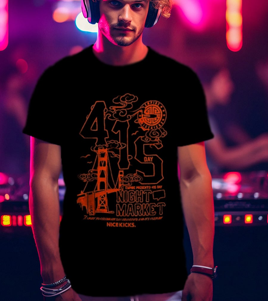 415 San Francisco Golden Gate Bridge Night Market Cityscape T-Shirt