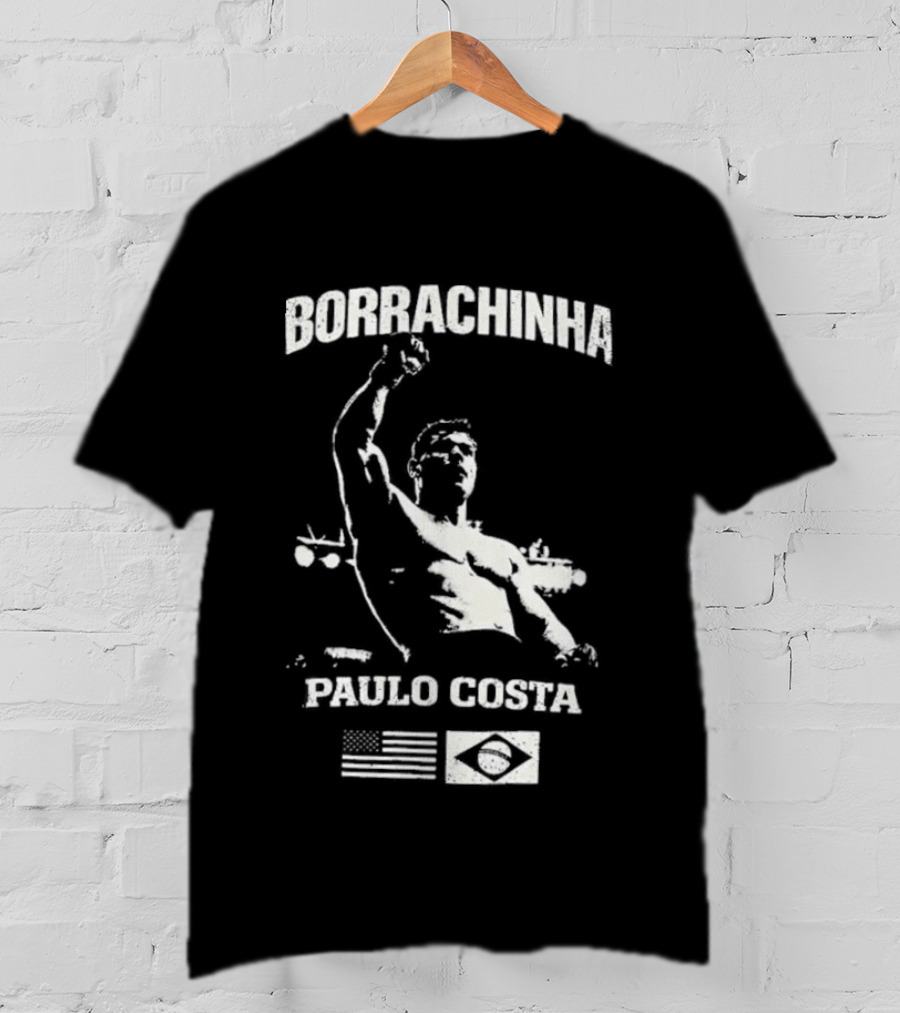 Borrachinha Paulo Costa Raised Arm MMA Fighter Brazil Flag T-Shirt