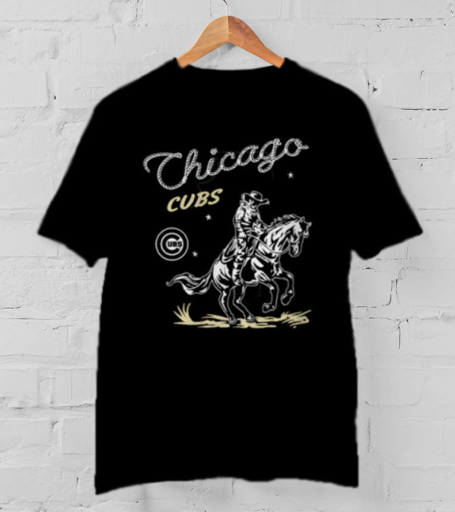 Chicago Cubs Lasso Cowboy Riding Equestrian Drawing T-Shirt
