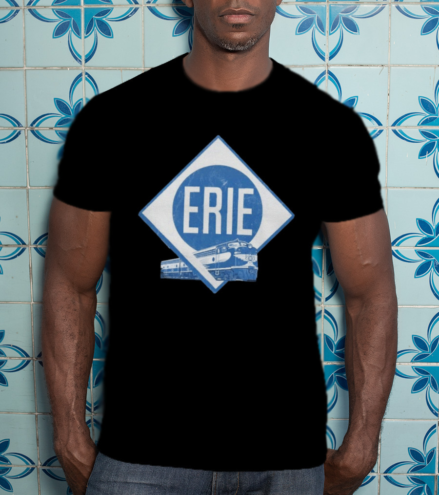 Erie Railway Train Vintage Blue T-Shirt