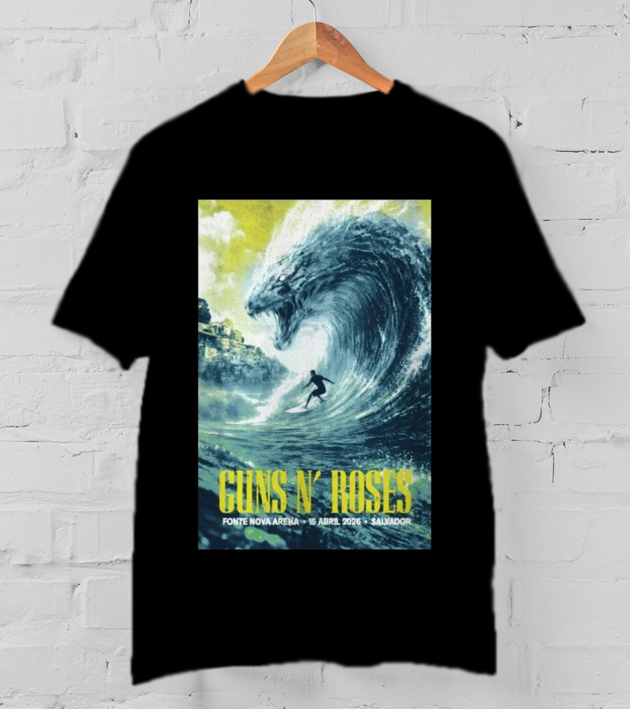 Guns N' Roses Concert April 15 2026 Fonte Nova Arena Salvador Surfer Wave T-Shirt