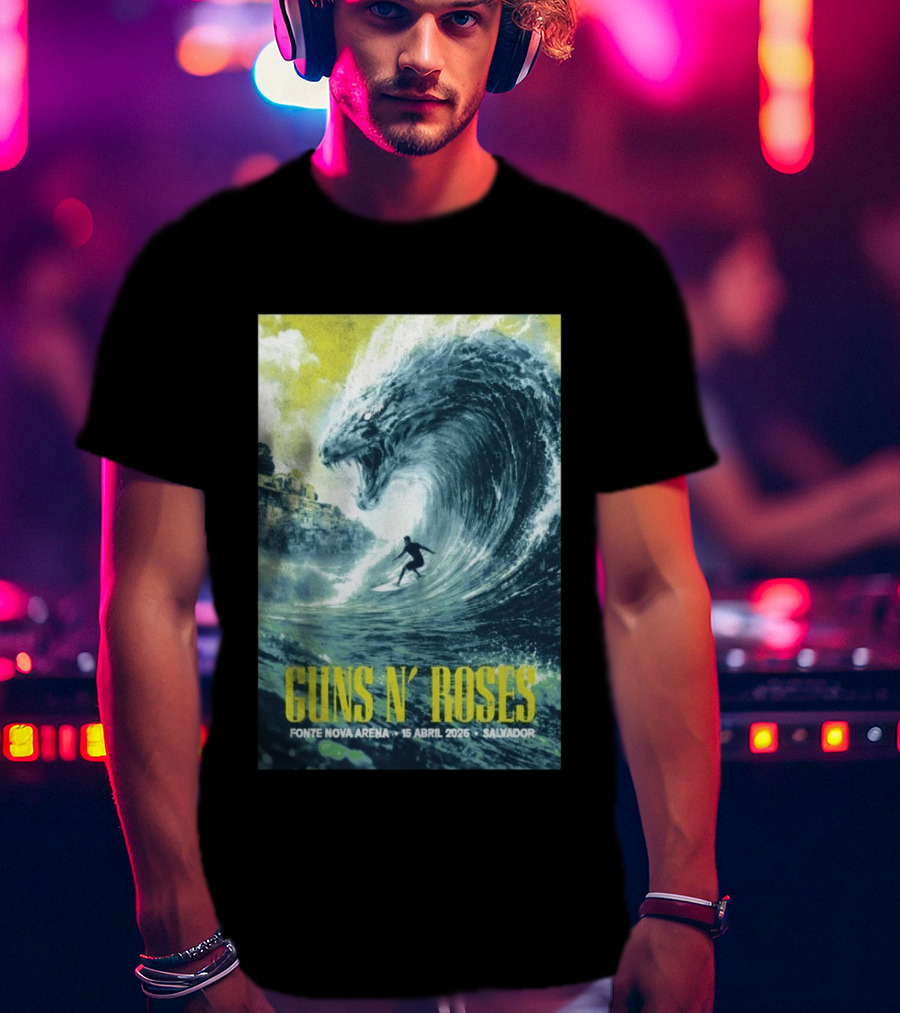 Guns N' Roses Concert April 15 2026 Fonte Nova Arena Salvador Surfer Wave T-Shirt