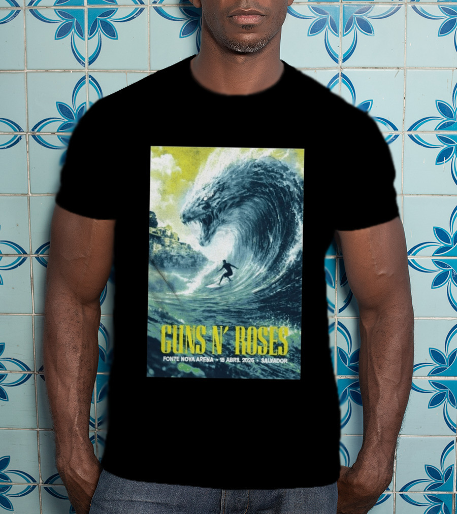 Guns N' Roses Concert April 15 2026 Fonte Nova Arena Salvador Surfer Wave T-Shirt
