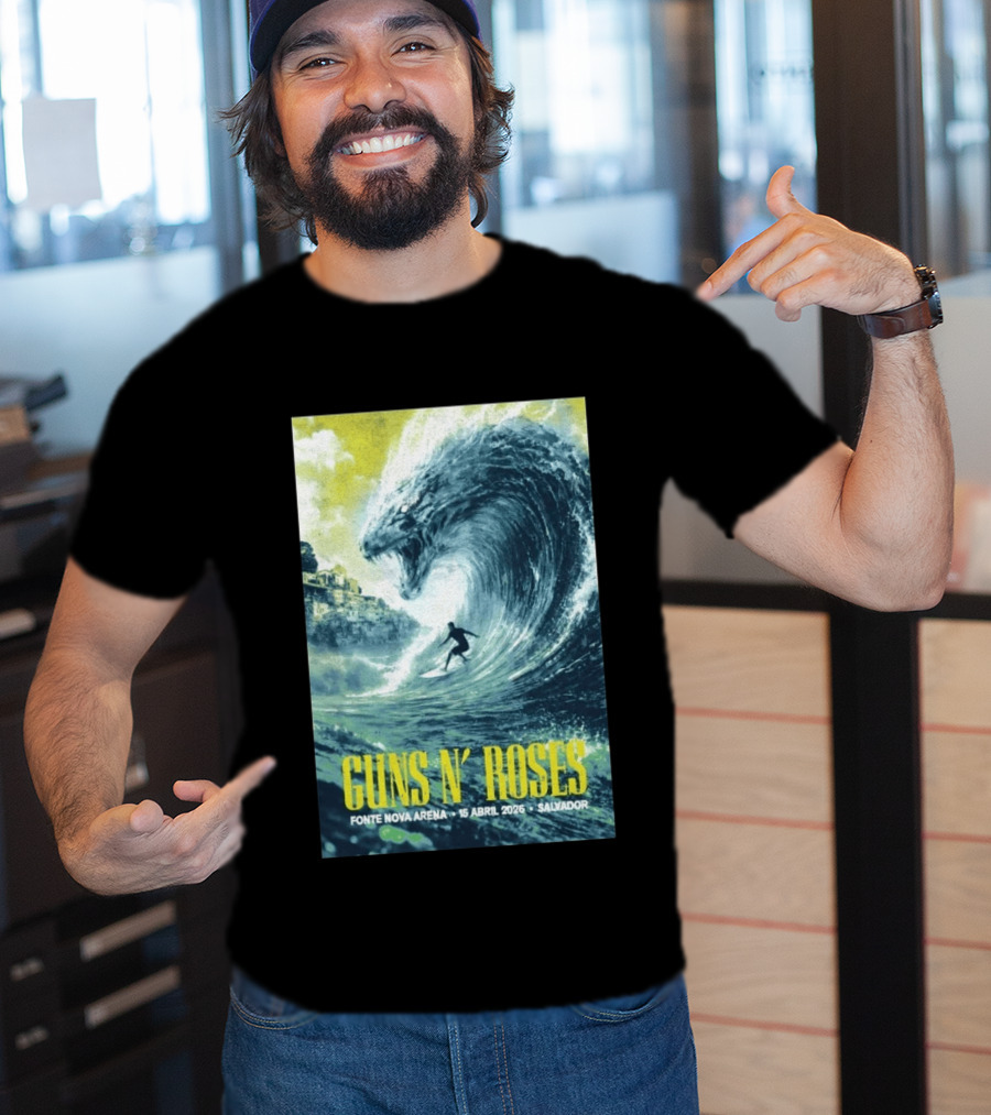 Guns N' Roses Concert April 15 2026 Fonte Nova Arena Salvador Surfer Wave T-Shirt
