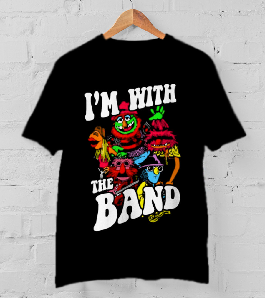 I'm With The Band Muppet Characters Colorful Collage T-Shirt